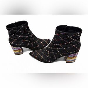 Betsey Johnson Elegant Black Multicolor Women's Ankle Boots